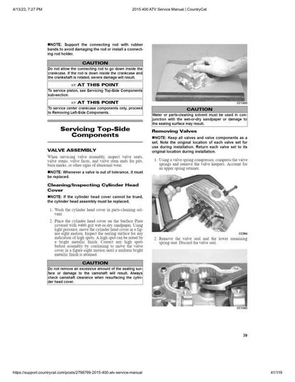 Arctic Cat 400 ATV Service Manual sample page showing repair procedures
