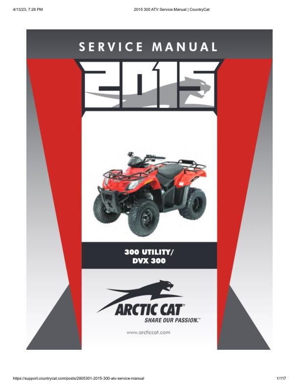 Arctic Cat 300 Utility DVX 300 ATV Service Manual factory service manual title page