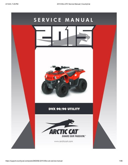 Arctic Cat DVX 90 90 Utility ATV Service Manual factory service manual title page