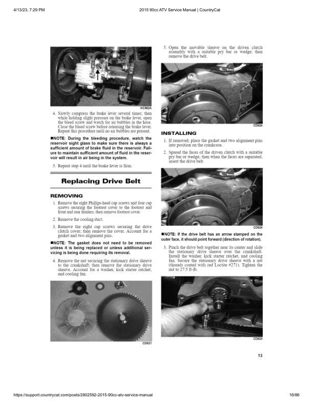 Arctic Cat DVX 90 90 Utility ATV Service Manual sample page from service manual