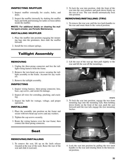 Arctic Cat 500 550 700 1000 MudPro TRV ATV Service Manual table of contents