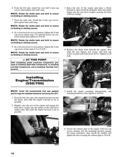 Arctic Cat 500 550 700 1000 MudPro TRV ATV Service Manual sample page showing repair procedures