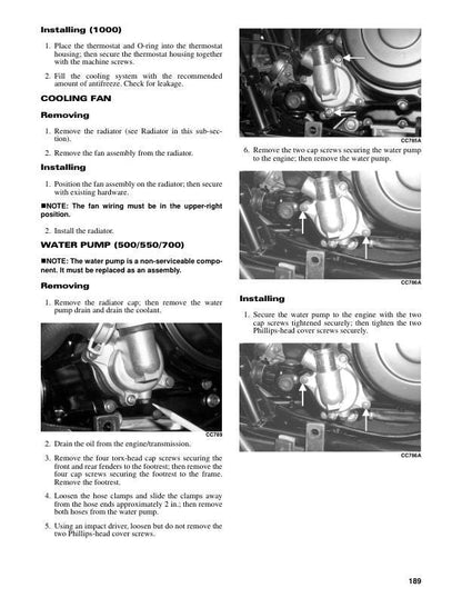 Arctic Cat 500 550 700 1000 MudPro TRV ATV Service Manual sample page from the repair manual