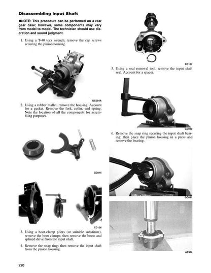 Arctic Cat 500 550 700 1000 MudPro TRV ATV Service Manual sample page with service data and tables