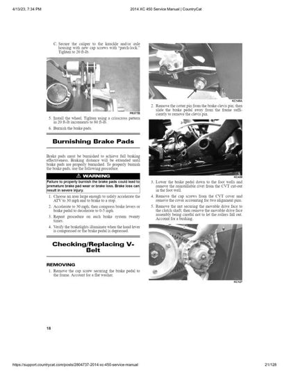 Arctic Cat XC 450 ATV Service Manual sample page from service manual