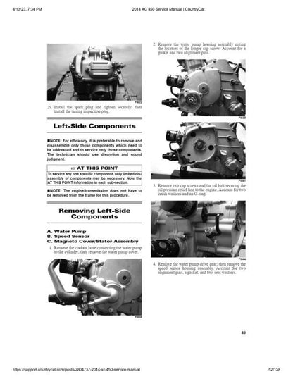 Arctic Cat XC 450 ATV Service Manual sample page with technical illustrations