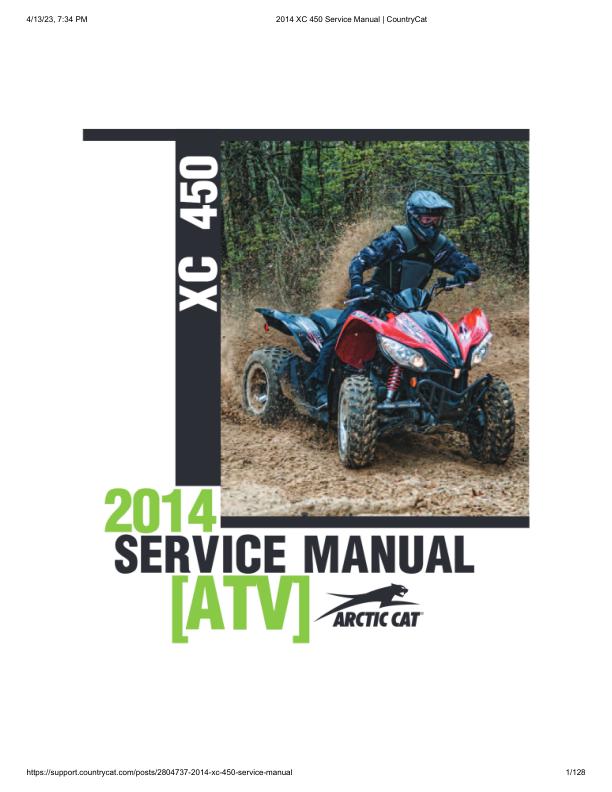 Arctic Cat XC 450 ATV Service Manual factory service manual title page