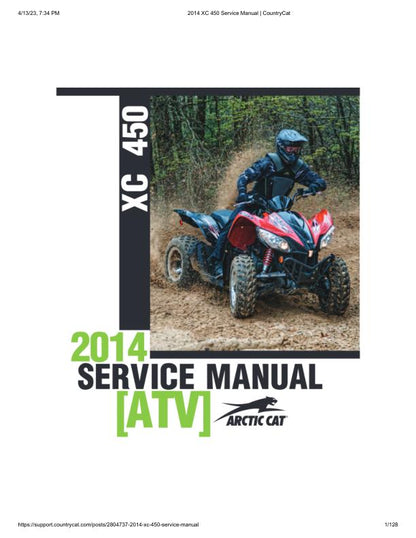 Arctic Cat XC 450 ATV Service Manual factory service manual title page