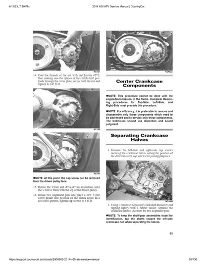 Arctic Cat 450 ATV Service Manual sample page with technical illustrations