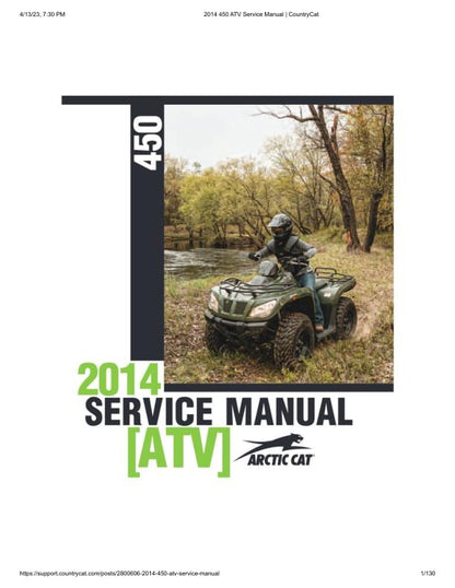 Arctic Cat 450 ATV Service Manual factory service manual title page