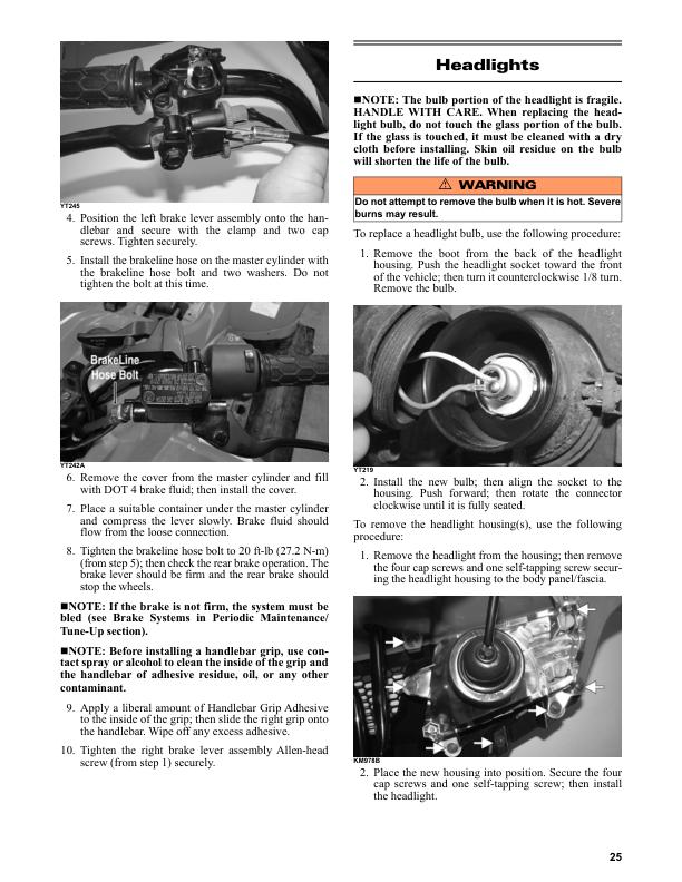 Arctic Cat Alterra 90 ATV Service Manual sample page showing repair procedures