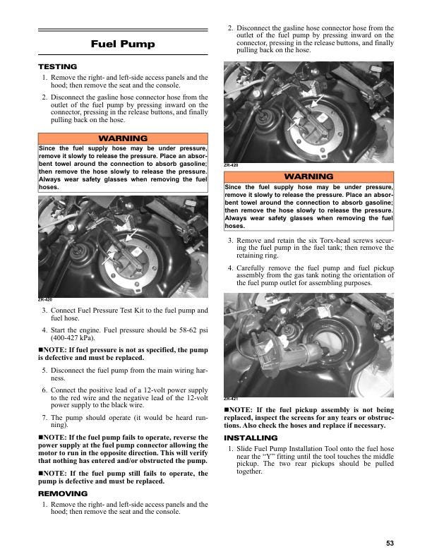 Arctic Cat 4000 Service Manual sample page showing repair procedures