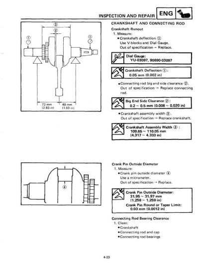 YAMAHA G2 A/E Gas Golf Cart Service Manual sample page showing repair procedures
