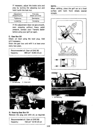 YAMAHA G1A3 G1E3 Gas Golf Cart Service Manual sample page with diagrams and specifications
