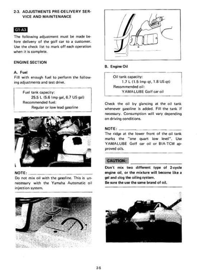YAMAHA G1A3 G1E3 Gas Golf Cart Service Manual sample page from service manual