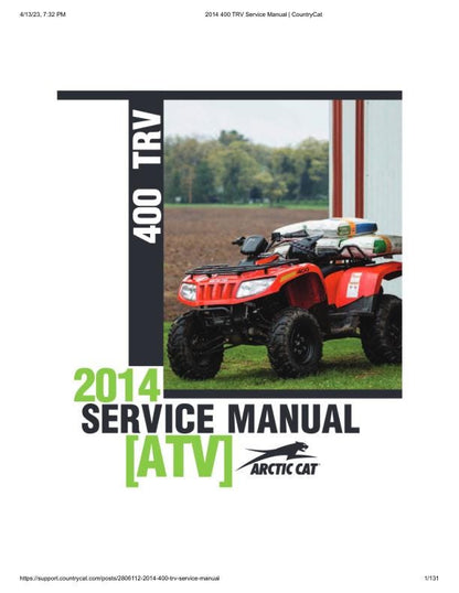 Arctic Cat 400 TRV ATV Service Manual factory service manual title page