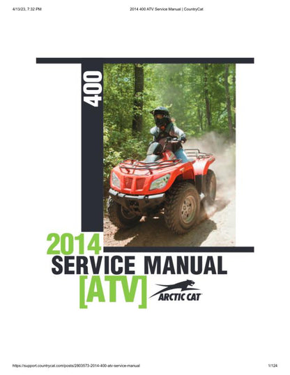 Arctic Cat 400 ATV Service Manual factory service manual title page