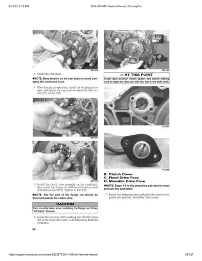 Arctic Cat 400 ATV Service Manual sample page with technical illustrations