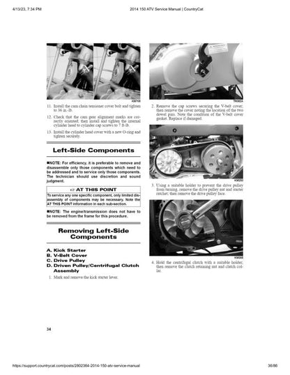 Arctic Cat 150 ATV Service Manual sample page with technical illustrations