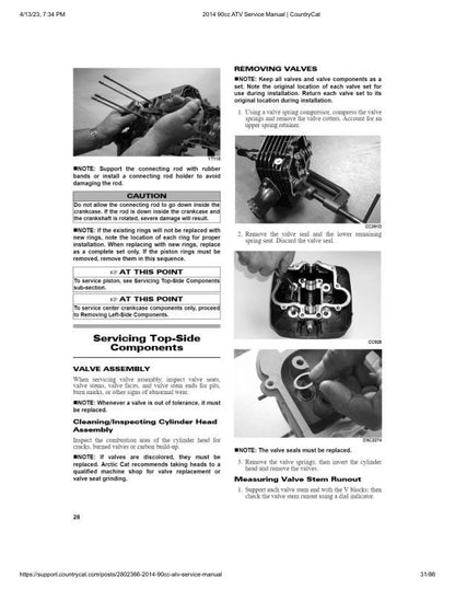 Arctic Cat DVX 90/90 Utility ATV Service Manual sample page showing repair procedures