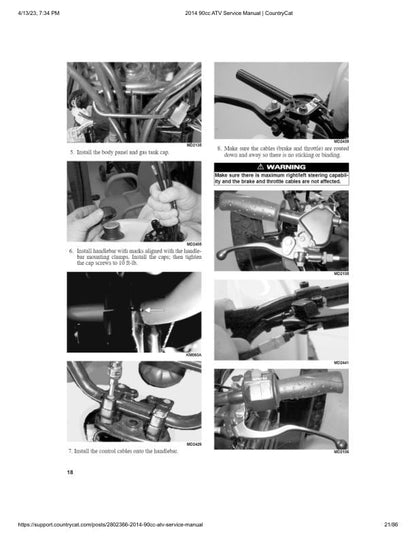 Arctic Cat DVX 90/90 Utility ATV Service Manual sample page with diagrams and specifications