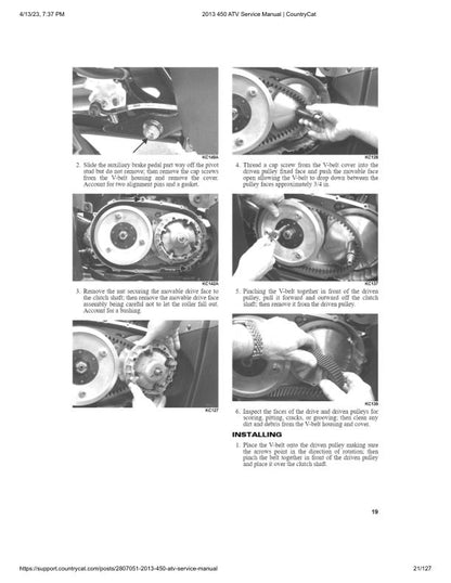 Arctic Cat 450 ATV Service Manual table of contents