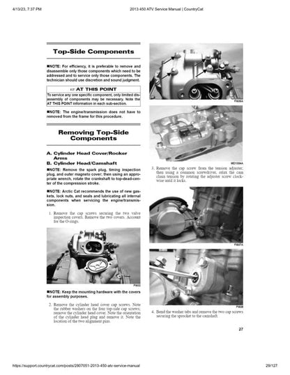 Arctic Cat 450 ATV Service Manual sample page from service manual