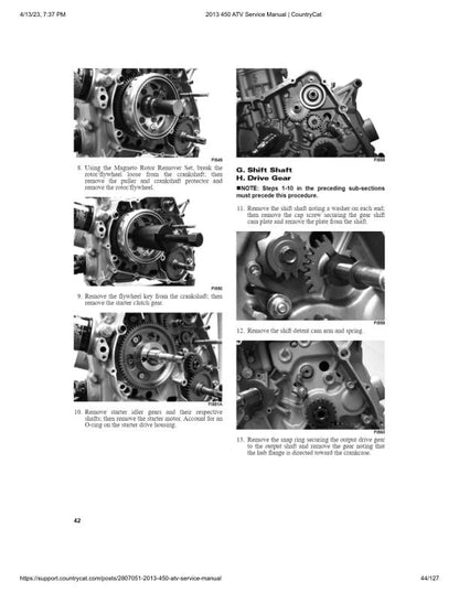 Arctic Cat 450 ATV Service Manual sample page with diagrams and specifications