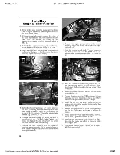 Arctic Cat 450 ATV Service Manual sample page with technical illustrations
