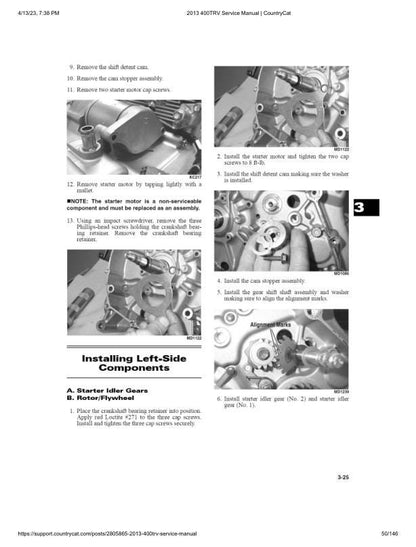 Arctic Cat 400 TRV ATV Service Manual sample page with diagrams and specifications