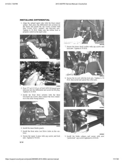 Arctic Cat 400 TRV ATV Service Manual sample page with technical illustrations
