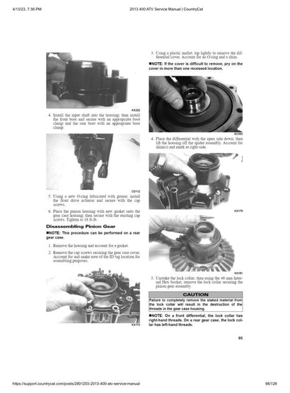 Arctic Cat 400 ATV Service Manual sample page from the repair manual