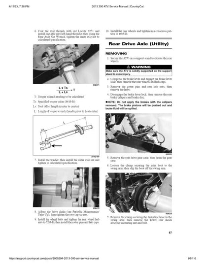 Arctic Cat 300 Utility ATV Service Manual sample page from the repair manual