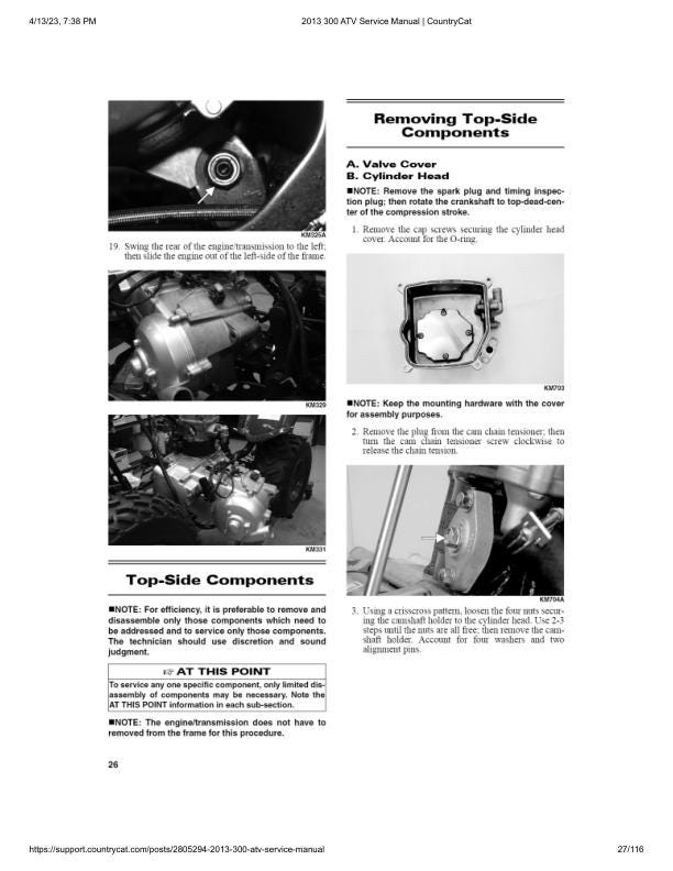 Arctic Cat DVX 300 ATV Service Manual sample page with diagrams and specifications