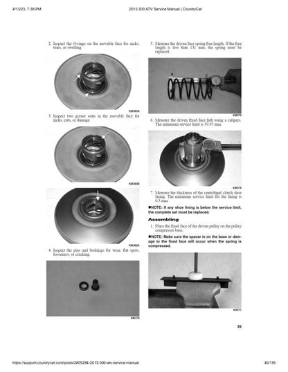 Arctic Cat DVX 300 ATV Service Manual sample page with technical illustrations