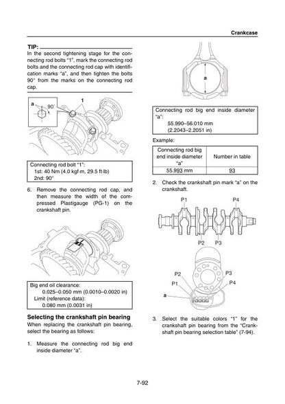Yamaha F200F FL200F Outboard Service Manual sample page with service data and tables