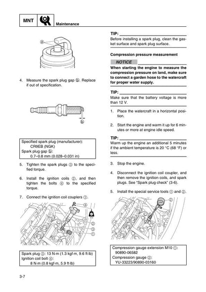 Yamaha WaveRunner VX1100 Sport Cruiser Deluxe PWC Service Manual sample page from service manual