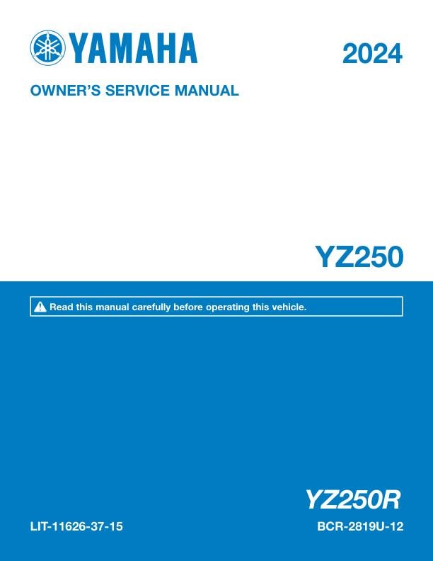 Yamaha YZ250 Motorcycle Service Manual factory service manual title page