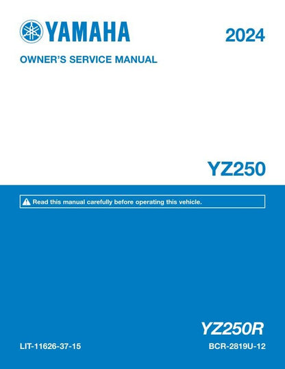 Yamaha YZ250 Motorcycle Service Manual factory service manual title page