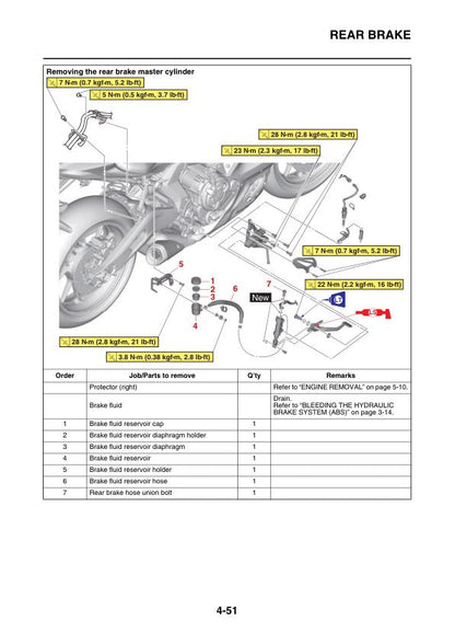 Yamaha R7 YZF-R7 YZF690 Motorcycle Service Manual sample page with diagrams and specifications