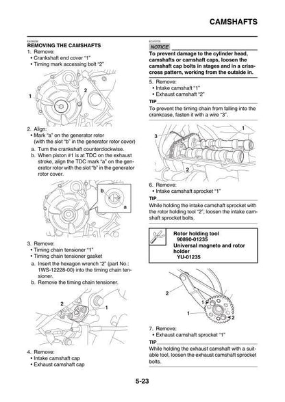Yamaha R7 YZF-R7 YZF690 Motorcycle Service Manual sample page with technical illustrations
