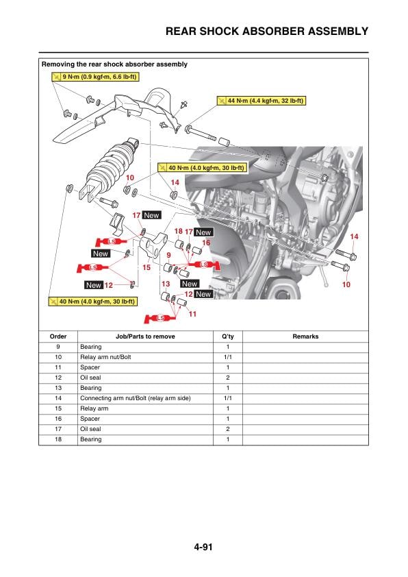 Yamaha R7 YZF-R7 YZF690 Motorcycle Service Manual sample page showing repair procedures