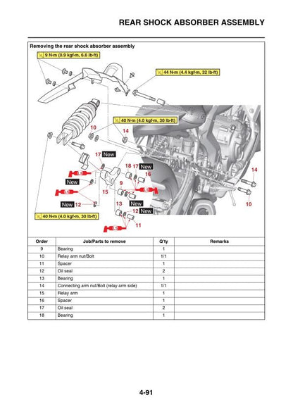 Yamaha R7 YZF-R7 YZF690 Motorcycle Service Manual sample page showing repair procedures