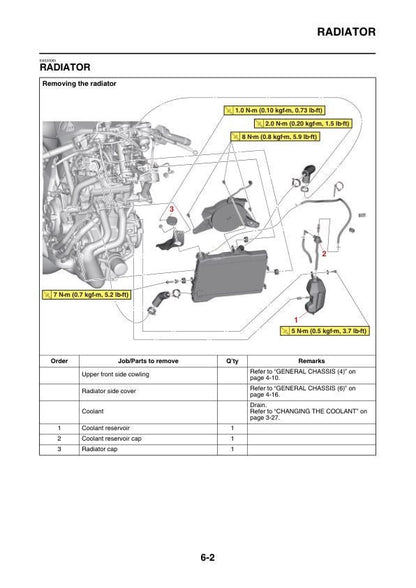 Yamaha R7 YZF-R7 YZF690 Motorcycle Service Manual sample page from the repair manual