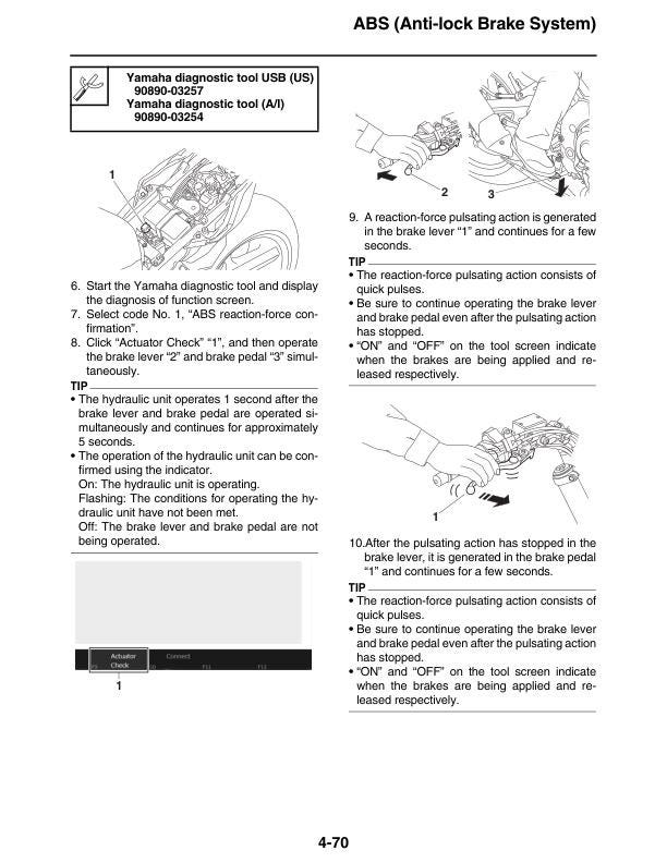 Yamaha MT10 FZ10 MT-10 FZ-10 Motorcycle Service Manual sample page showing repair procedures