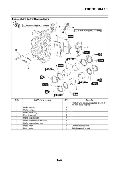 Yamaha TMAX 530 Scooter Service Manual sample page with diagrams and specifications