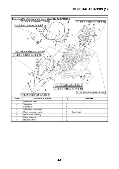 Yamaha TMAX 530 Scooter Service Manual sample page from service manual