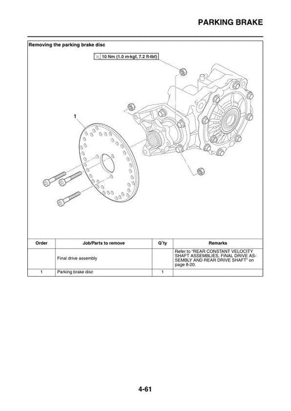 Yamaha Viking VI 700 UTV Service Manual sample page from service manual