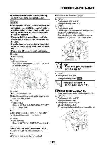 Yamaha FJR1300A Motorcycle Service Manual table of contents