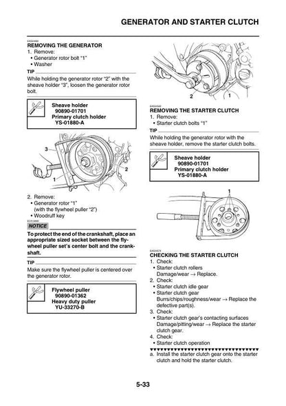 Yamaha FJR1300A Motorcycle Service Manual sample page with diagrams and specifications